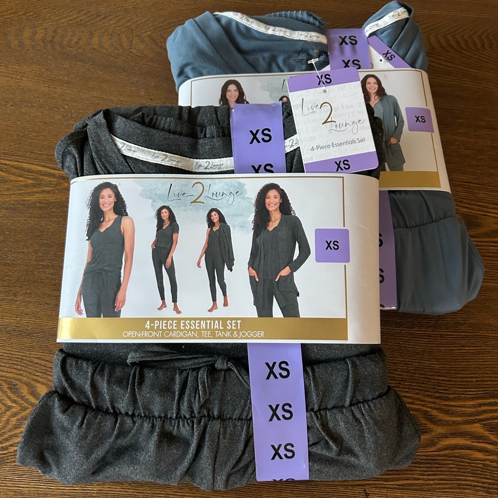 2sets of- Live 2 Lounge 4-Piece Essential Set Gray and Blue